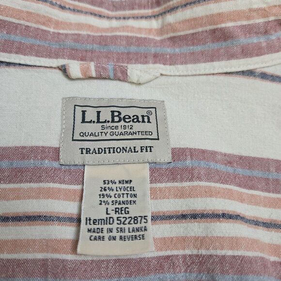 LL Bean Hemp Blend Backyard BBQ Shirt Neutral Tones SS Untucked Length Men’s L - Picture 7 of 12